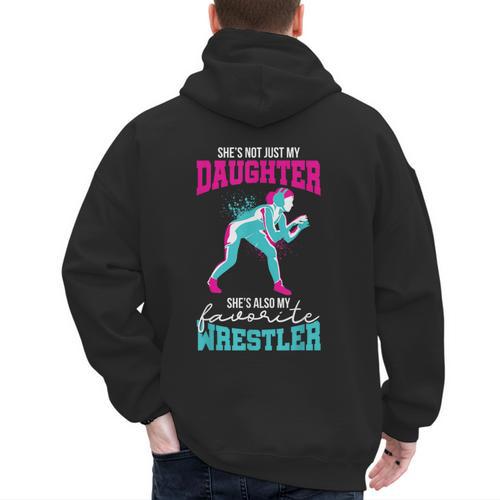 Cute Wrestling Daughter Favorite Wrestler Dad Mom Men's Hoodie Back Print - Father's Day Fun