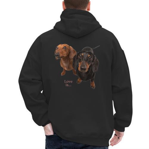 Dachshund Shirt Doxie Mom Dad Love Wiener Dog Puppy Cute Tee Men's Hoodie Back Print - Father's Day Fun