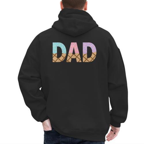 Dad Of 1st First Birthday Girl Ice Cream Men's Hoodie Back Print - Father's Day Fun