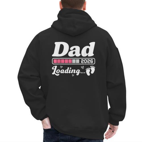 Dad To Be 2026 Loading Pink Pregnancy Reveal New Dad Daddy Men's Hoodie Back Print - Father's Day Fun