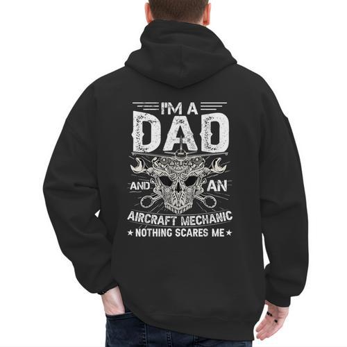 Dad Airplane Plane Aviation Aircraft Mechanic Men's Hoodie Back Print - Father's Day Fun