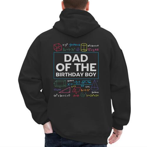 Dad Of The Birthday Boy 10th Birthday Math Party Outfit Men's Hoodie Back Print - Father's Day Fun