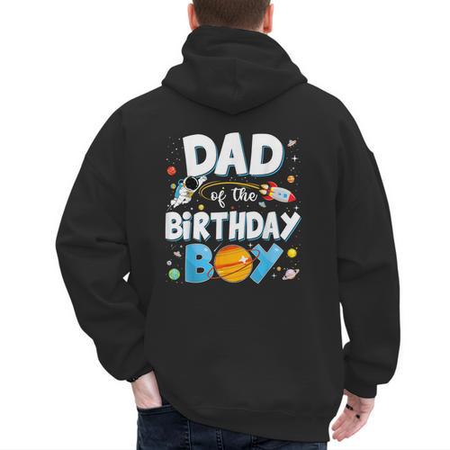 Dad Of The Birthday Boy Astronaut Family Space Planets Men's Hoodie Back Print - Father's Day Fun