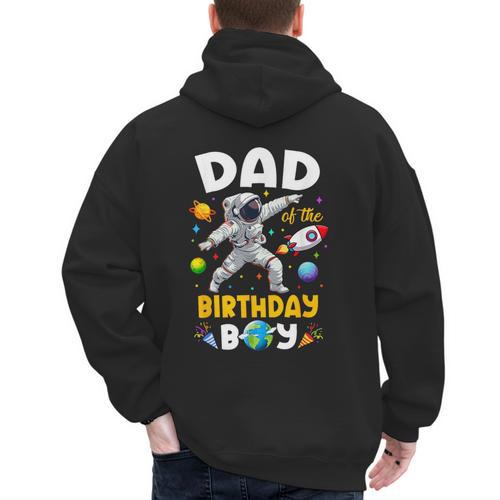 Dad Of The Birthday Boy Astronaut Outer Space Birthday Men's Hoodie Back Print - Father's Day Fun