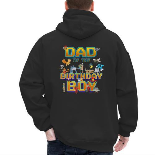Dad Of The Birthday Boy Brainrot Meme Kids Teens Boys Men's Hoodie Back Print - Father's Day Fun