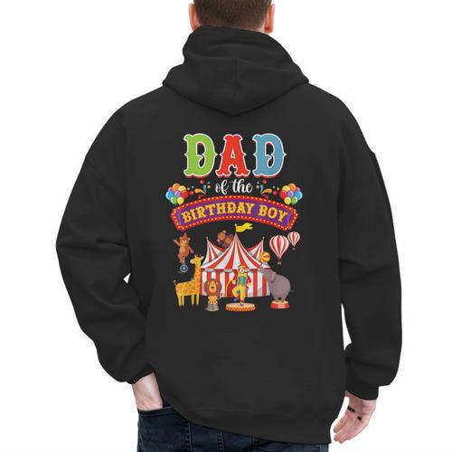 Dad Of The Birthday Boy Carnival Circus 1st Birthday Party Men's Hoodie Back Print - Father's Day Fun