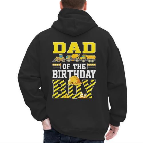 Dad Of The Birthday Boy Construction Truck Men's Hoodie Back Print - Father's Day Fun