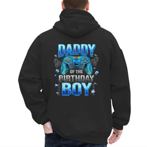 Dad Of The Birthday Boy Cool Gamer Video Game Birthday Men's Hoodie Back Print - Father's Day Fun