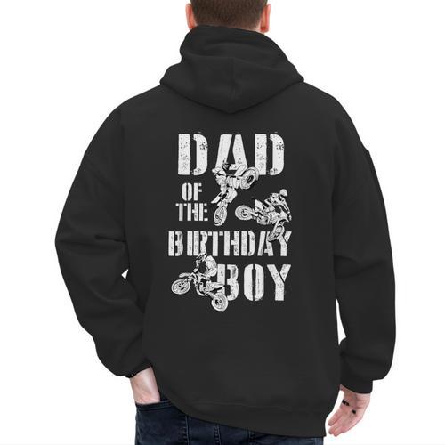 Dad Of The Birthday Boy Dirt Bike Men's Hoodie Back Print - Father's Day Fun