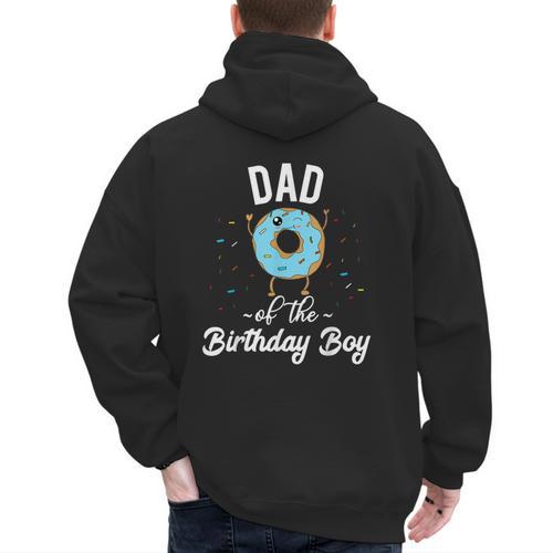 Dad Of The Birthday Boy Donut Theme Party Blue Father Men's Hoodie Back Print - Father's Day Fun