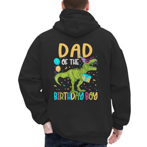 Dad Of The Birthday Boy Family Matching Dinosaur Squad Men's Hoodie Back Print - Father's Day Fun
