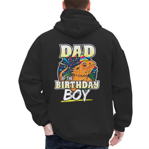 Dad Of Birthday Boy Kids Reptile Birthday Party Men's Hoodie Back Print - Father's Day Fun