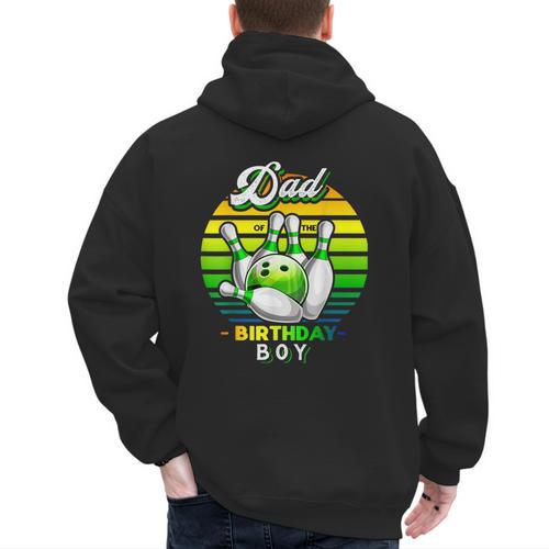 Dad Of The Birthday Boy Matching Family Bowling Birthday Men's Hoodie Back Print - Father's Day Fun