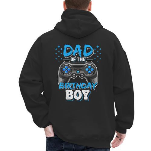 Dad Of The Birthday Boy Matching Video Gamer Birthday Party Men's Hoodie Back Print - Father's Day Fun