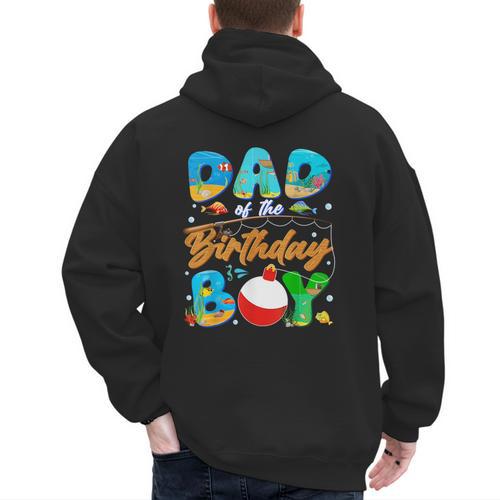 Dad Of The Birthday Boy Ofishally One Family Matching Party Men's Hoodie Back Print - Father's Day Fun