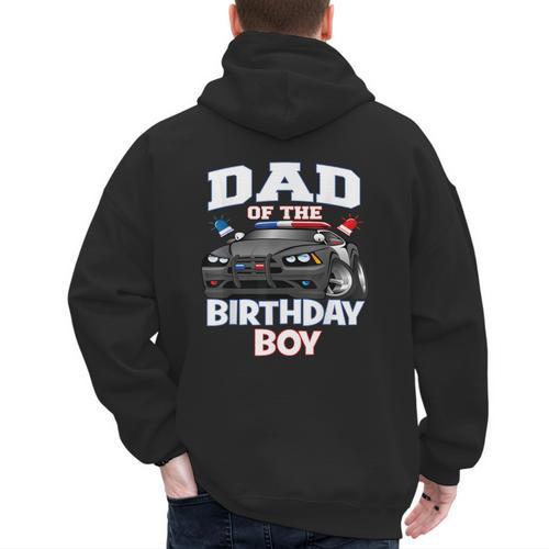 Dad Of The Birthday Boy Policeman Officer Party Men's Hoodie Back Print - Father's Day Fun