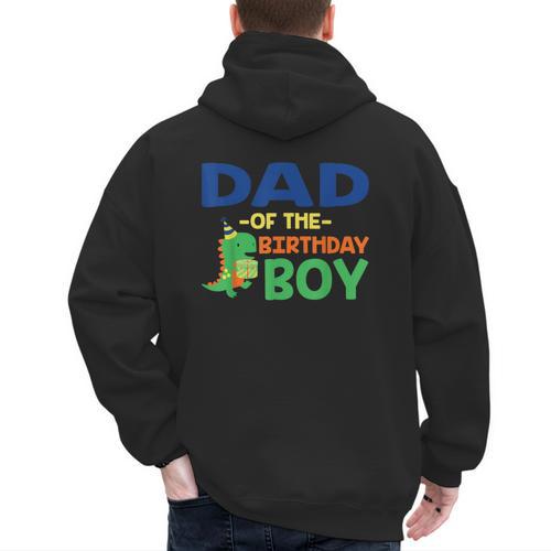 Dad Of The Birthday For Boy Saurus Rex Dinosaur Party Men's Hoodie Back Print - Father's Day Fun