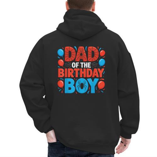 Dad Of The Birthday Boy Spider Web Party Men's Hoodie Back Print - Father's Day Fun