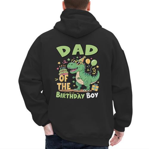 Dad Of The Birthday Boy T Rex Dinosaur Family Party Men's Hoodie Back Print - Father's Day Fun