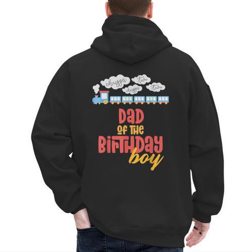 Dad Birthday Boy Train I'm 2 Two Yr Old Chugga Engine Men's Hoodie Back Print - Father's Day Fun