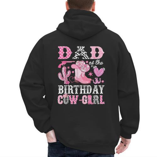 Dad Of The Birthday Cow-Girl Rodeo Cowgirl Bday Men's Hoodie Back Print - Father's Day Fun