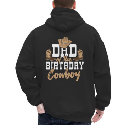 Dad Of The Birthday Cowboy Themed Birthday Boy Rodeo Cowboy Men's Hoodie Back Print - Father's Day Fun