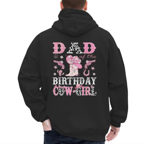 Dad Of The Birthday Cowgirl Pink Disco Rodeo Western Men's Hoodie Back Print - Father's Day Fun