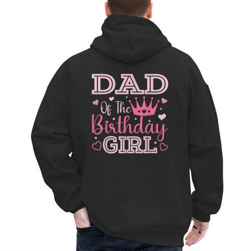 Dad Of The Birthday Girl Cute Pink Matching Family Party Men's Hoodie Back Print - Father's Day Fun