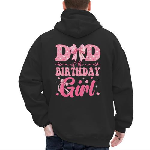 Dad Of The Birthday Girl Family Pink Coquette Bow Men's Hoodie Back Print - Father's Day Fun