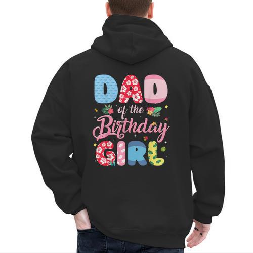 Dad Of The Birthday Girl Family Summer Beach Birthday Party Men's Hoodie Back Print - Father's Day Fun