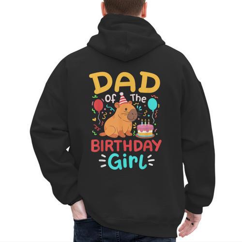 Dad Of The Birthday Girl Kids Cute Capybara Bday Family Men's Hoodie Back Print - Father's Day Fun