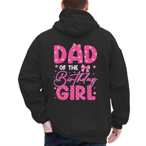 Dad Of The Birthday Girl Pink Bow Birthday Girl Family Men's Hoodie Back Print - Father's Day Fun