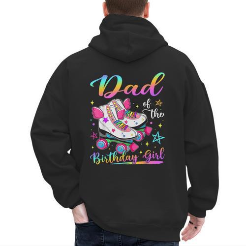 Dad Of The Birthday Girl Rolling Skate Family Matching Men's Hoodie Back Print - Father's Day Fun