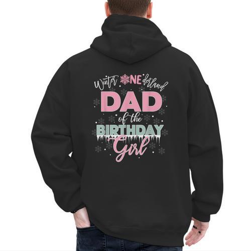 Dad Of The Birthday Girl Shirt Winter Onederland Family Men's Hoodie Back Print - Father's Day Fun
