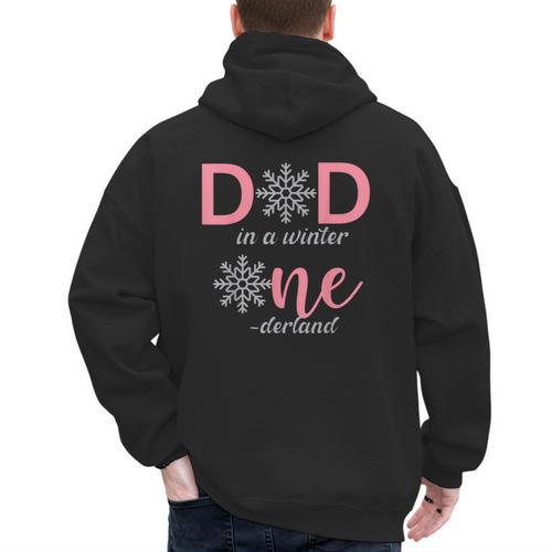 Dad Of The Birthday For Girl Winter Onederland 1st Birthday Men's Hoodie Back Print - Father's Day Fun