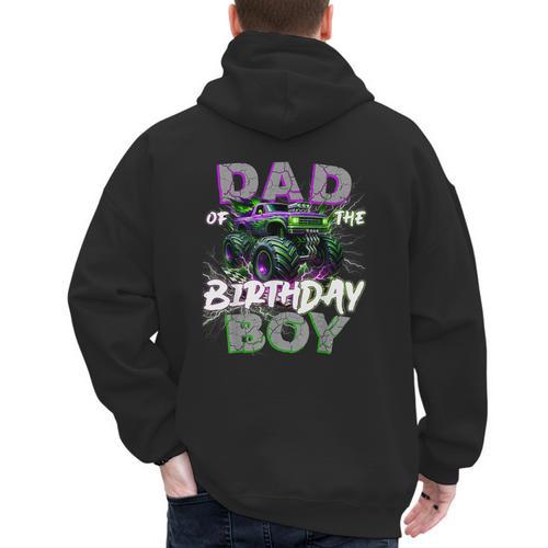 Dad Of The Birthday Monster Truck Family Matching Party Men's Hoodie Back Print - Father's Day Fun