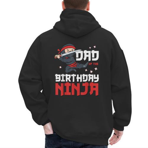 Dad Of The Birthday Ninja Daddy Party Best Father Boy Pop Men's Hoodie Back Print - Father's Day Fun