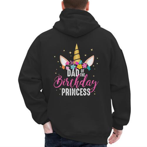 Dad Of The Birthday Princess Father Unicorn Birthday Men's Hoodie Back Print - Father's Day Fun