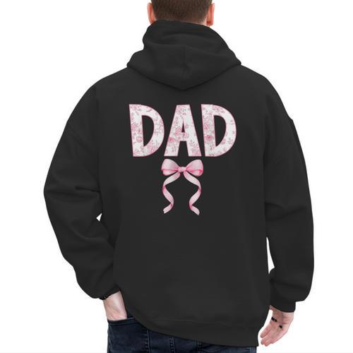 Dad Birthday Squad Matching Coquette Bow Family Party Men's Hoodie Back Print - Father's Day Fun