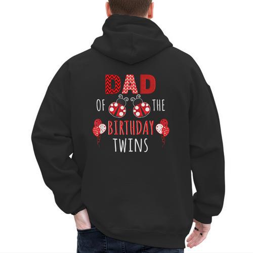 Dad Of The Birthday Twins Ladybug Birthday Family Matching Men's Hoodie Back Print - Father's Day Fun
