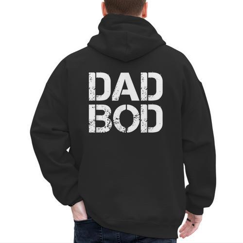 Dad BOD Rough Strong 90s Stencil Text Men's Hoodie Back Print - Father's Day Fun