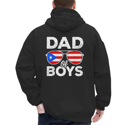 Dad Of Boys Fathers Day Retro Puerto Rico Flag Boricua Dad Men's Hoodie Back Print - Father's Day Fun