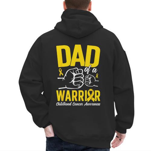 Dad Of A Childhood Cancer Warrior Childhood Cancer Awareness Men's Hoodie Back Print - Father's Day Fun