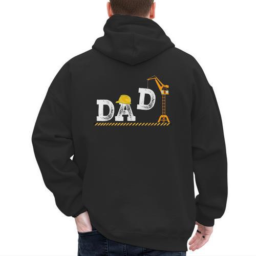 Dad Construction Excavator Family Matching Bday Party Men's Hoodie Back Print - Father's Day Fun