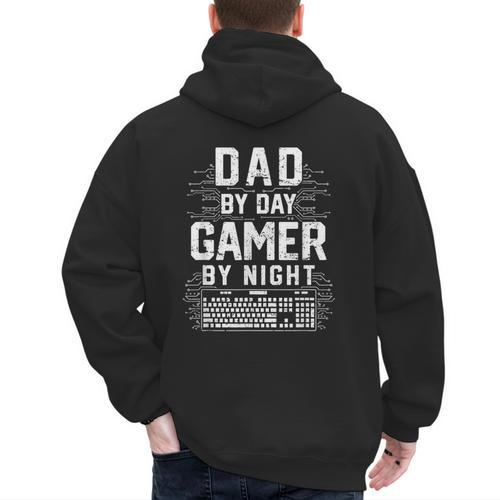 Dad By Day Gamer By Night PC Gaming Gift Men's Hoodie Back Print - Father's Day Fun