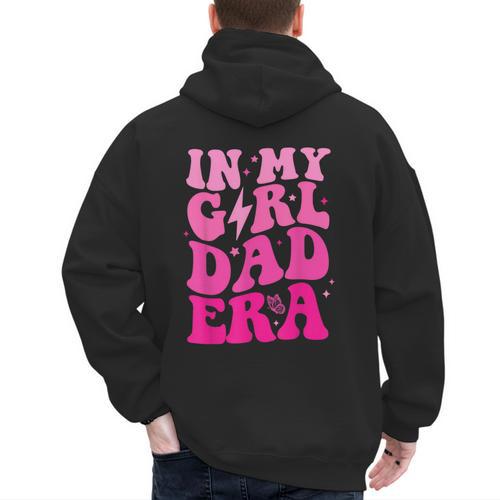 In My Dad Era Girl Groovy Retro Papa Fathers Day Men's Hoodie Back Print - Father's Day Fun