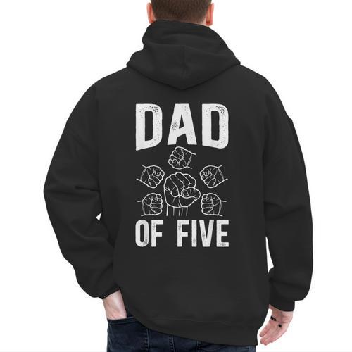Dad Of Five Father Of 5 Proud Dad Of 5 Father Of Five Men's Hoodie Back Print - Father's Day Fun