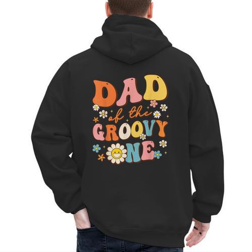 Dad Of The Groovy One 1st Birthday Pregnancy Announcement Men's Hoodie Back Print - Father's Day Fun