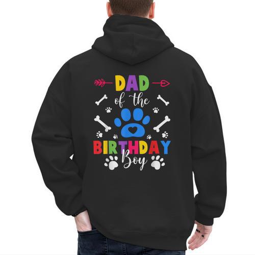Dad And Mom Of The Birthday Boy Dog Paw Family Matching Men's Hoodie Back Print - Father's Day Fun