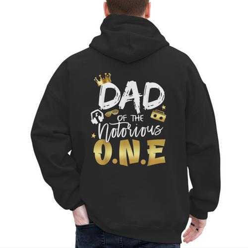 Dad Of The Notorious One Old School 1st Hip Hop Birthday Men's Hoodie Back Print - Father's Day Fun
